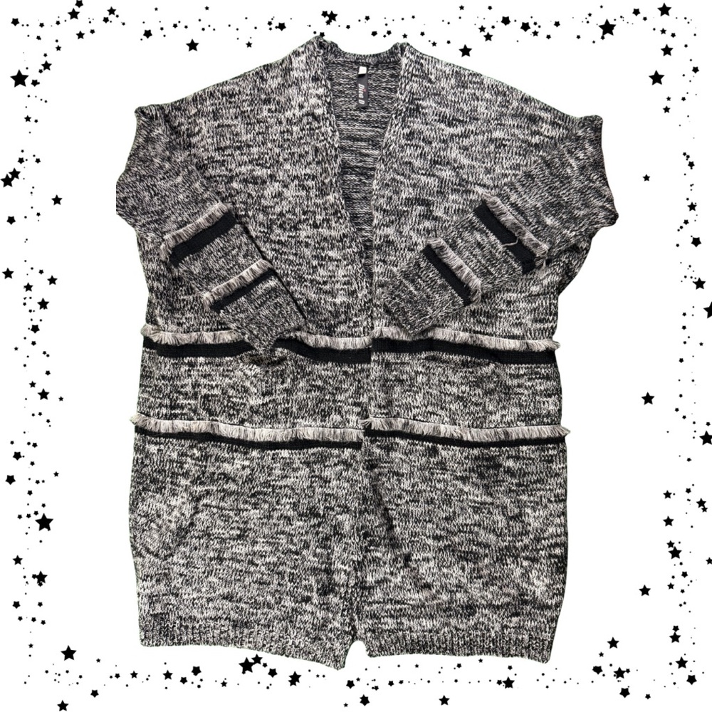 Diva Black and Gray Cardigan Sweater